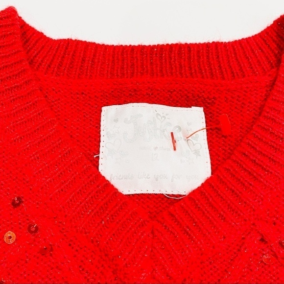 NWOT Justice Girls Red Sequin Drop Waist Sweater Dress - Picture 3 of 4
